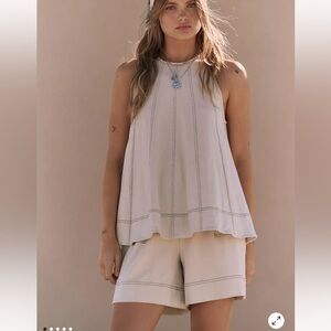 Free People Cream Sleeveless Tank Top
